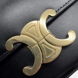 Celine Triomphe One Black Leather Shoulder Bag