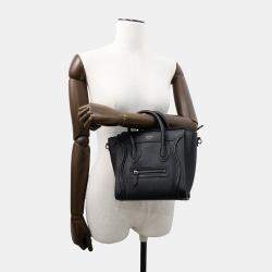 Celine Black Leather Nano Luggage Shopper Tote