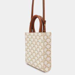 Celine Triomphe Vertical Cabas White Pvc Leather Size Mini