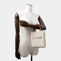 Celine Triomphe Vertical Cabas White Pvc Leather Size Mini
