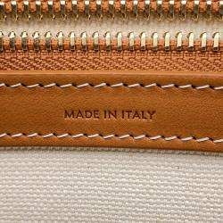 Celine Horizontal Cabas White/Brown Canvas Leather