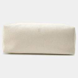 Celine Horizontal Cabas White/Brown Canvas Leather