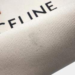 Celine Horizontal Cabas White/Brown Canvas Leather