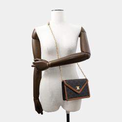Celine Triomphe Chain shoulder Bag Brown Pvc Leather