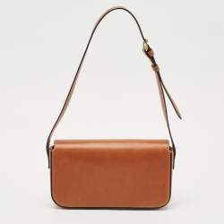 Celine Brown Leather Triomphe Claude Shoulder Bag