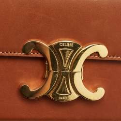 Celine Brown Leather Triomphe Claude Shoulder Bag