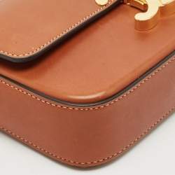 Celine Brown Leather Triomphe Claude Shoulder Bag