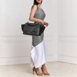 Celine Black Leather and Suede Medium Trapeze Top Handle Bag