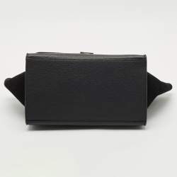 Celine Black Leather and Suede Medium Trapeze Top Handle Bag