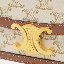 Celine Teen Triomphe Shoulder Bag White Tan