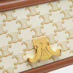 Celine Teen Triomphe Shoulder Bag White Tan