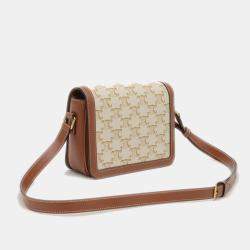 Celine Teen Triomphe Shoulder Bag White Tan