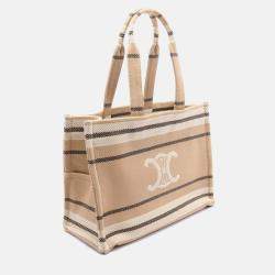 Celine Large Cabas Thais Tote Bag Canvas Beige Ivory Black