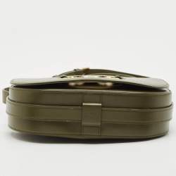 Celine Army Green Leather Medium Maillon Flap Crossbody Bag
