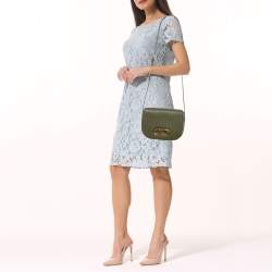 Celine Army Green Leather Medium Maillon Flap Crossbody Bag