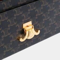Celine Brown Triomphe Coated Canvas Chain Shoulder Bag