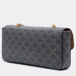 Celine Brown Triomphe Coated Canvas Chain Shoulder Bag
