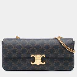 Celine Brown Triomphe Coated Canvas Chain Shoulder Bag