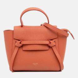 Celine Orange Pico Grained Calfskin Belt Bag