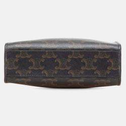 Celine Brown Mini Triomphe Coated Canvas Vertical Cabas Satchel