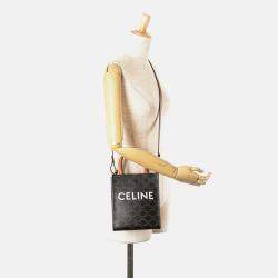 Celine Brown Mini Triomphe Coated Canvas Vertical Cabas Satchel