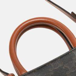 Celine Brown Mini Triomphe Coated Canvas Vertical Cabas Satchel