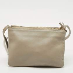 Celine Beige Leather Small Trio Crossbody Bag