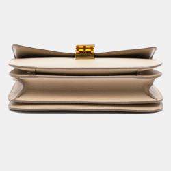 Celine Beige Medium Calfskin Classic Box  Shoulder Bag