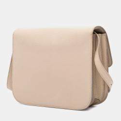 Celine Beige Medium Calfskin Classic Box  Shoulder Bag