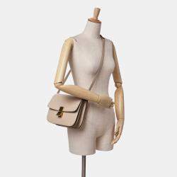 Celine Beige Medium Calfskin Classic Box  Shoulder Bag