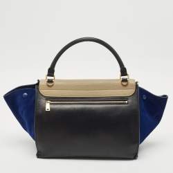 Pre Owned Celine Tricolor Leather and Suede Medium Trapeze Top Handle Bag