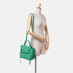 Pre Owned Celine Green Mini Grained Calfskin Belt Bag