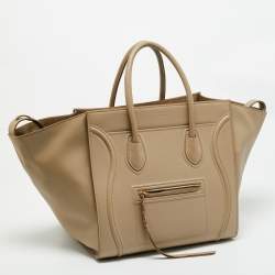 Pre Owned Celine Beige Leather Medium Phantom Luggage Tote