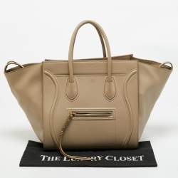 Pre Owned Celine Beige Leather Medium Phantom Luggage Tote