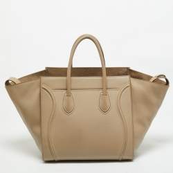 Pre Owned Celine Beige Leather Medium Phantom Luggage Tote