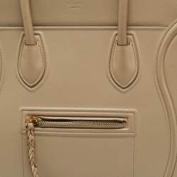 Pre Owned Celine Beige Leather Medium Phantom Luggage Tote