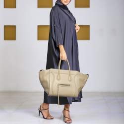 Pre Owned Celine Beige Leather Medium Phantom Luggage Tote
