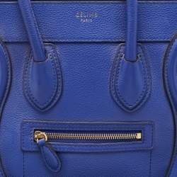 Pre Owned Celine Blue Leather Micro Luggage Tote