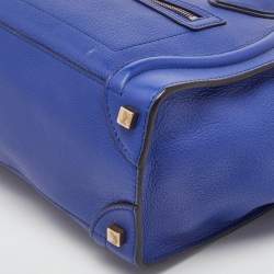 Pre Owned Celine Blue Leather Micro Luggage Tote