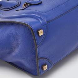Pre Owned Celine Blue Leather Micro Luggage Tote