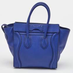 Pre Owned Celine Blue Leather Micro Luggage Tote