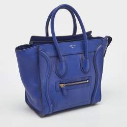 Pre Owned Celine Blue Leather Micro Luggage Tote
