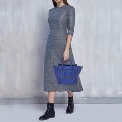Pre Owned Celine Blue Leather Micro Luggage Tote