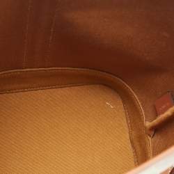 Celine White/Tan Triomphe Canvas Small Bucket Bag
