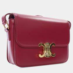 Celine Red Teen Shiny Calfskin Triomphe Crossbody