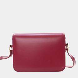 Celine Red Teen Shiny Calfskin Triomphe Crossbody