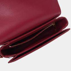 Celine Red Teen Shiny Calfskin Triomphe Crossbody