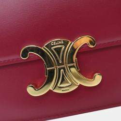 Celine Red Teen Shiny Calfskin Triomphe Crossbody