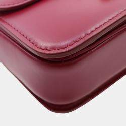 Celine Red Teen Shiny Calfskin Triomphe Crossbody