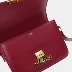 Celine Red Teen Shiny Calfskin Triomphe Crossbody